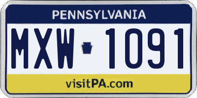 PA license plate MXW1091