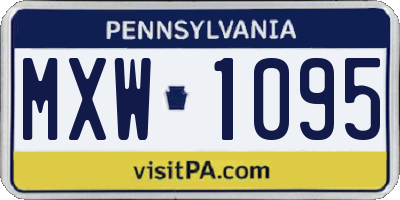 PA license plate MXW1095