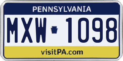 PA license plate MXW1098