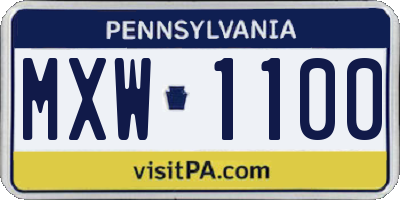 PA license plate MXW1100
