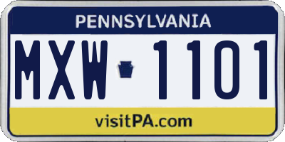 PA license plate MXW1101