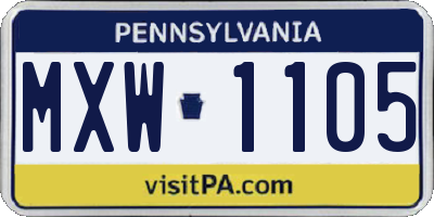 PA license plate MXW1105