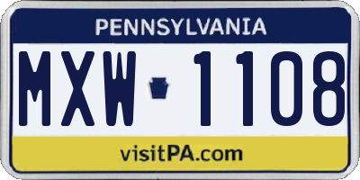 PA license plate MXW1108