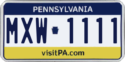 PA license plate MXW1111