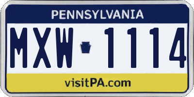 PA license plate MXW1114