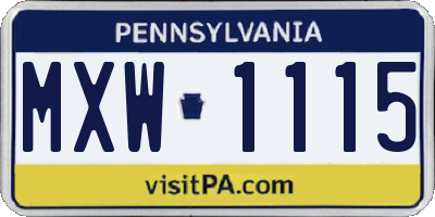 PA license plate MXW1115