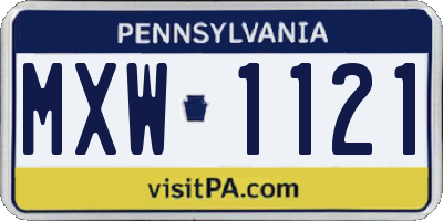 PA license plate MXW1121