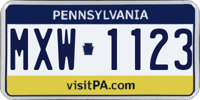 PA license plate MXW1123