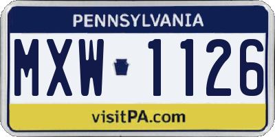 PA license plate MXW1126