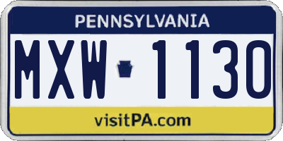 PA license plate MXW1130