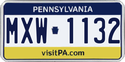 PA license plate MXW1132