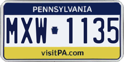 PA license plate MXW1135