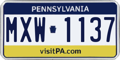 PA license plate MXW1137