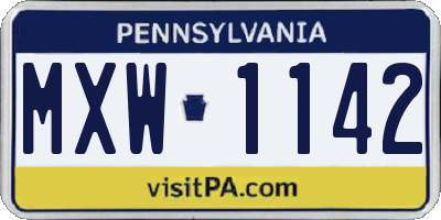 PA license plate MXW1142