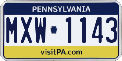 PA license plate MXW1143