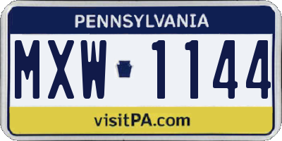 PA license plate MXW1144