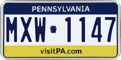 PA license plate MXW1147