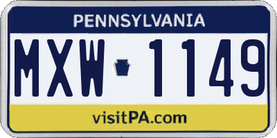 PA license plate MXW1149