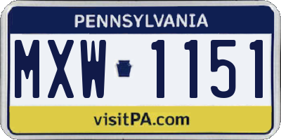 PA license plate MXW1151