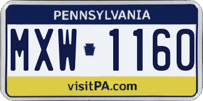 PA license plate MXW1160