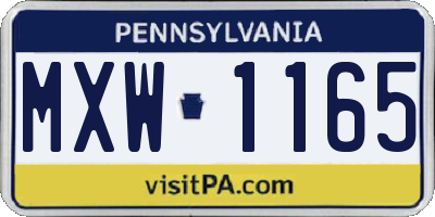 PA license plate MXW1165