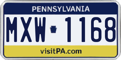 PA license plate MXW1168