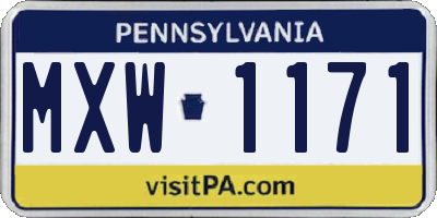 PA license plate MXW1171