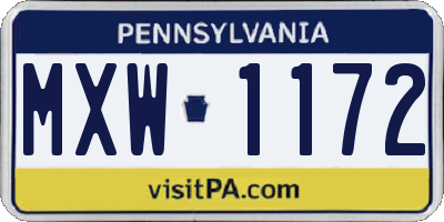 PA license plate MXW1172