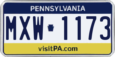 PA license plate MXW1173