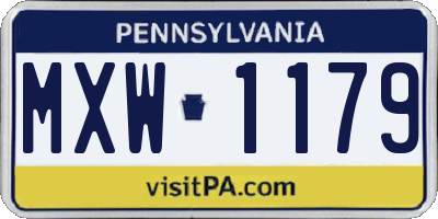 PA license plate MXW1179