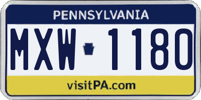 PA license plate MXW1180