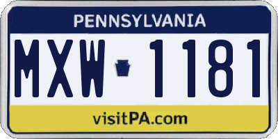 PA license plate MXW1181
