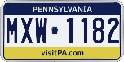PA license plate MXW1182