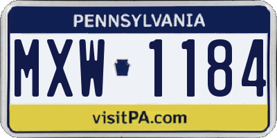 PA license plate MXW1184