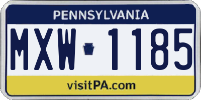 PA license plate MXW1185