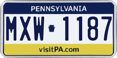 PA license plate MXW1187