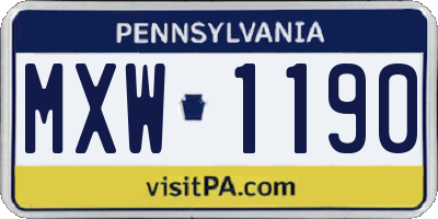 PA license plate MXW1190