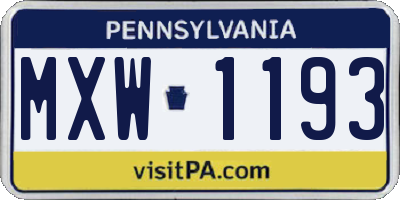 PA license plate MXW1193