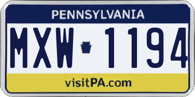 PA license plate MXW1194