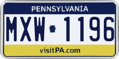 PA license plate MXW1196