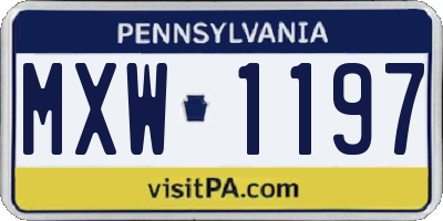 PA license plate MXW1197