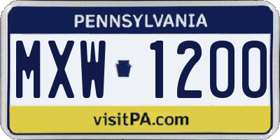 PA license plate MXW1200