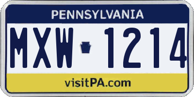 PA license plate MXW1214