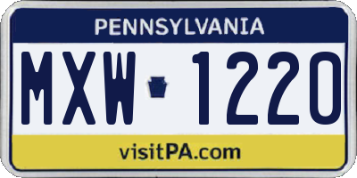 PA license plate MXW1220