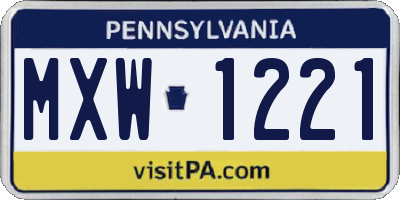 PA license plate MXW1221