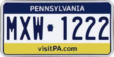 PA license plate MXW1222