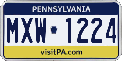 PA license plate MXW1224