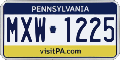 PA license plate MXW1225