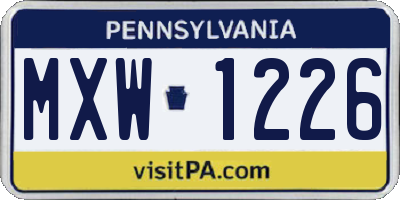 PA license plate MXW1226