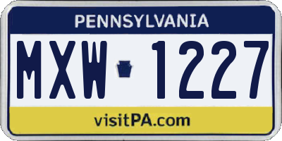PA license plate MXW1227